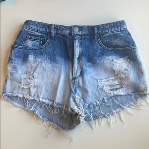 ombré denim shorts